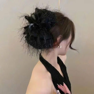 Kẹp tóc càng cua Phong cách Hàn Quốc Mới Tính Khí hai mặt Bow kẹp tóc Phụ Nữ Thanh Lịch Lấy Kẹp Tóc lưới gắn lông Kẹp tóc càng cua Clip