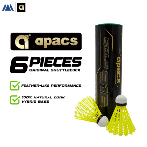 Original APACS Gold 916 | 6 Pcs. Nylon Feather-like Performance Hybrid Cork Base Shuttlecocks ball