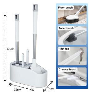 4 in 1 Toilet Brush Set Floor Brush 360 ° No Dead Angle Bathroom Toilet Bowl Brush Cleaner Long Handle Wall-mounted Multifunction Brush Toilet Set