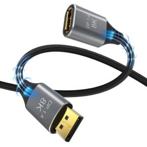 DisplayPort 1.4 Extension Cable Male to Female 8K 60Hz UHD 4K 144Hz Extender Cord for PC Laptop Display Screen