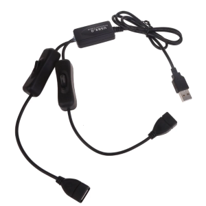 USB2.0 Extension Cable with Twin Port and Power On Off Switches Male to Female Data Line Gaming Computer Accessories
