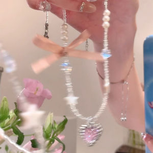 【Bestella✨COD】Kalung Manik-manik Bintang Busur Manik-manik Gaya Balet Wanita Ceruk Tulang Selangka Rantai Mutiara Jantung Kalung Kelas Atas