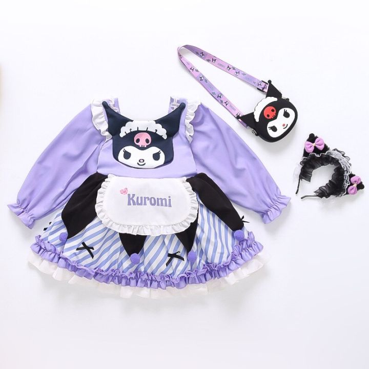 Anime Kawaii Sanrios My Melody Kuromi Lolita Kids Princess Dress