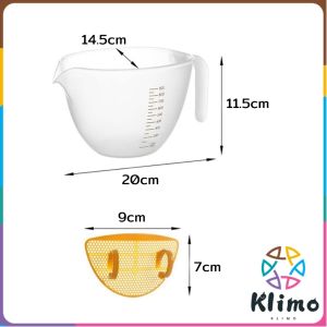 Klimo Large Capacity Mixing Bowl Measuring Cup with Measurement Markings for Cooking Baking 1000ml