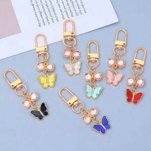 DYJKOUG 7PCS Y2K Crystal Bow Key Chain Ornaments Pendant Rhinestone Butterfly Keychain Sweet Charm Key Ring Gifts