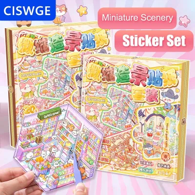 [COD] CISWGE 1 Bộ cảnh phim hoạt hình phong cảnh Sticker cuốn sách tự làm 3D dán cabin cảnh Túi Dán Cảnh thu nhỏ dán sinh nhật Quà Tặng