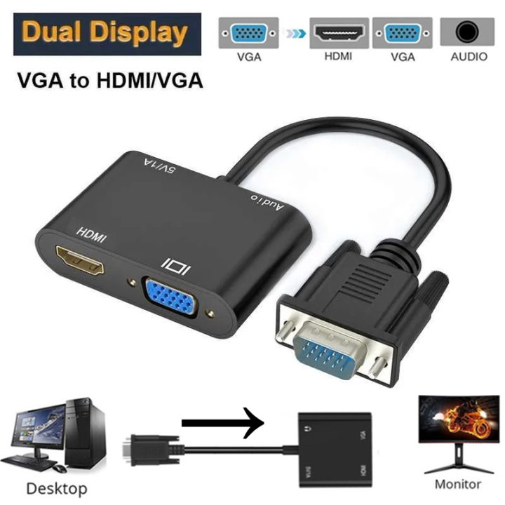 VGA To HDMI VGA Adapter, 1080P VGA Splitter In Output For Computers  Desktops Laptops Computers Monitors Projectors Lazada PH