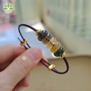 Q2568 Vòng ngũ điếu Tourmaline đa sắc xanh dây cáp ko kén mệnh - Phong Thủy TUDO