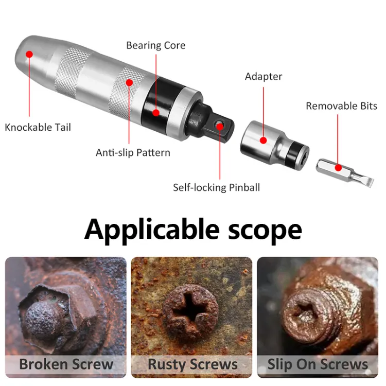 Original 1/2 Inch Drive Impact Driver Set Extractor Tool, Slotted or  Phillips Screwdriver Bits, Remove Rusted, Damaged Screws