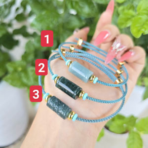 Q2077 Vòng lu thống trúc khắc Lam Ngọc trong băng dây cáp ko kén mệnh - Phong Thuỷ TUDO