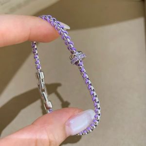 MIRELAE Light Blue Woven Rope Bracelet Inlay Zircon Party Jewelry Grape Vine Bracelet Stylish Zircon Ring Bangle Circular Ring Bangle For Women Gift