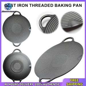 Winnereco 14.6 Inch Cast Iron Grill Pan with Non Stick Coating Perfect for Camping Outdoor Cooking and Family Meals