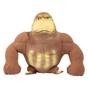 1Pcs Rubber Brown Gorilla Stretchable Squishy Monkey Stress Relief Toy for Children and Adults