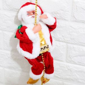 New Electric Climbing Santa Claus Christmas Figurine Ornament Climb Up The Beads and Go Down