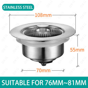 Kitchen Stainless Steel Kitchen Sink Filter Screen  Drain Bowl Leak Plug Waste Drain Basket