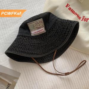 【PCWFKef】 Retro rửa denim câu cá cap của phụ nữ vành lớn dù để che nắng hat mặt giảm béo UV bảo vệ Mũ bóng chày phong cách Hàn Quốc phiên bản