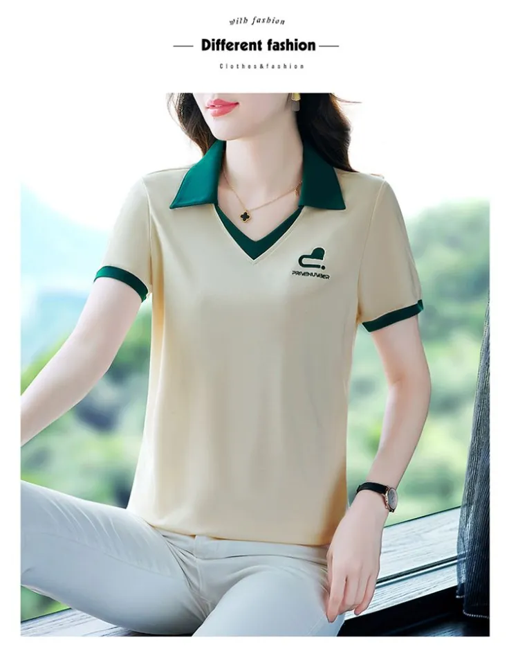 Girl polo v outlet neck t shirts