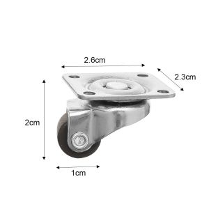 4/1Pcs Universal Swivel Caster 1/2 Inches Low Profile Rubber Tiny Swivel Casters Roller Wheel Trolley Caster Accessory Furniture