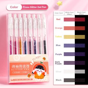 12Colors Glitter Gel Pens 1.0mm Coloring Markers Colored Pen Drawing Doodling Art Supplies Fun Stationary