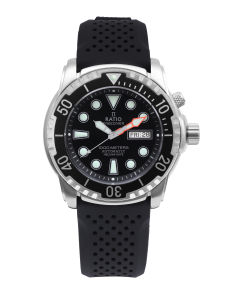 Ratio Free Diver Helium-Safe 1000M Sapphire Automatic Mens Black Silicon Strap Watch 1068HA90-34VA-BLK