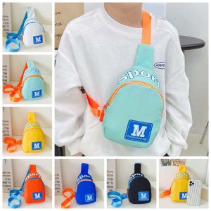 HORAC Letter M Kids Chest Bag Nylon Korean Style Outdoor Travel Shoulder Bag Fashion Sports Bag Children Crossbody Bag Boy/Girls