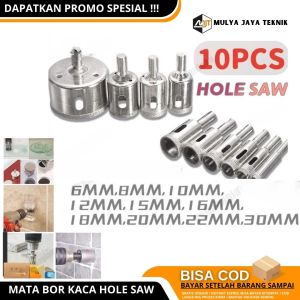 10PCS set Set Mata Bor Kaca Keramik Granit Marmer Batu Porselen Diamond HSS Holesaw Pelubang 6mm - 30mm