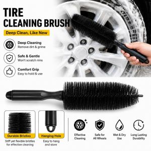Car Wheel Tire Wash Cleaning Brush Car Rim Scrubber Duster Handle Tyre Soft Bristle Cleaning Tool