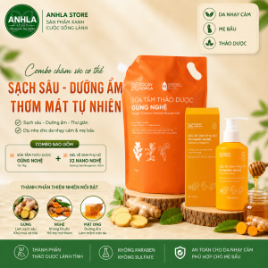 Sữa Tắm Thảo Dược Gừng Nghệ 1000g & Dung Dịch Vệ Sinh X2 Nano Nghệ Hương Cam 150gram Cỏ Cây Hoa Lá – Da Khỏe Mịn Màng Sạch Thơm Quyến Rũ