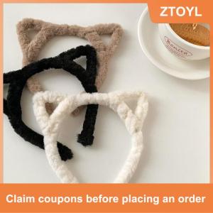 【ZTOYL】 Mèo Tai Headband sang trọng mùa đông lông thỏ tai hairband dễ thương tóc bó lông Headband ngọt rửa mặt Headband cô gái Head Hoop Phụ kiện tóc