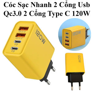 Cóc Sạc Nhanh 120W 2 Cổng Usb Qc3.0 2 Cổng Type C Chui Tròn