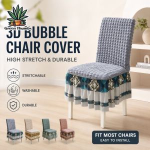 Chair Cover Stretch Spandex Bubble Texture Anti Slip Protector Removable Washable Dining Kitchen Home