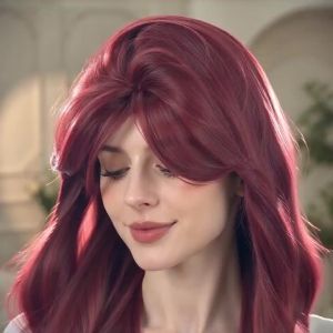 Natural Red Long Wavy Cosplay Wig for Women Heat Resistant Lolita Synthetic Wigs Girl Natural Headband Hair Party Daily Use