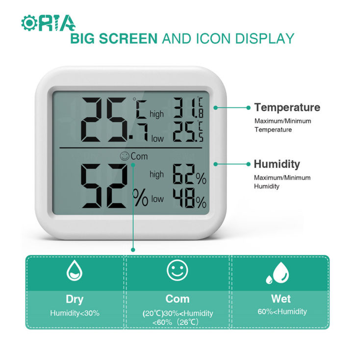 ORIA Digital Hygrometer Thermometer Temperature Humidity Gauge Meter Room Thermometer Monitor