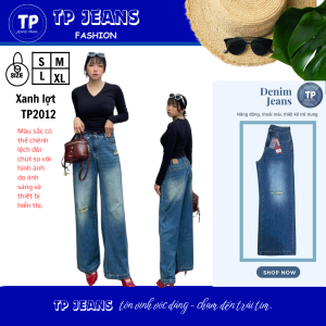 (TP2013) Quần Jean Nữ Ống Rộng Màu Xanh Bạc Đen Xanh Đậm Xanh Nhạt Tôn Dáng- TP Jeans