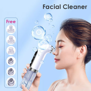 Electric Bubble Blackhead Remover  with 6 Tips Small Vacuum Suction Acne Extractor Pores Deeply Cleaning USB Rechargeable Water Cycle Pore Acne Pimple Removal Facial Cleaning Tool