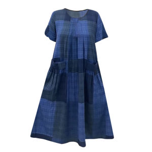 🌟CORE🌟dresses women new style 2025 Summer Plus Size Dresses Women Short Sleeved Plaid Casual Dress