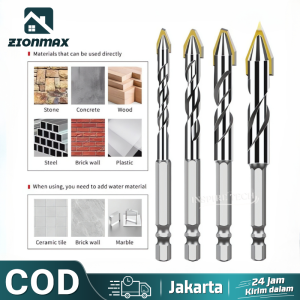 4PCS 6-12mm Mata Bor Eksentrik Superkeras Keramik Tembok Beton Kaca Besi Dll Mata Bor Tungsten Carbide Cross Hex Tile Drill Bit Drill Eksentrik