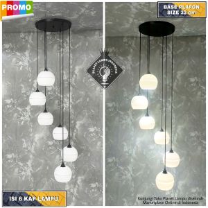 LAMPU GANTUNG HIAS VOID TANGGA 6 IN 1 RUANG TAMU MINIMALIS CAFE PLAFON RUANGAN RUANG TAMU VINTAGE MODERN MURAH GOLD HITAM PUTIH