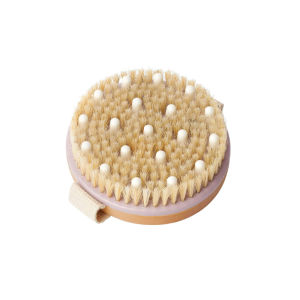 Shower Brush with Natural BristleWooden Long Handle Bath Body BrushWet or Dry Brushing