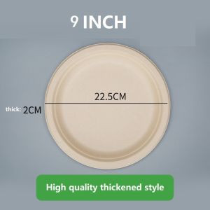 50pcs Round Disposable Plate 9"/10" Inch Extra Strong Thick Microwave Safe Paper Plate Cut Oil Resistant Biodegradable For Party