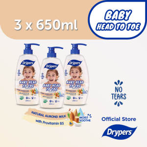 Drypers Baby Head to Toe Baby Bath - Almond Milk 3x650ml