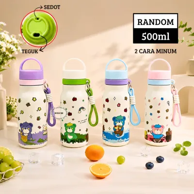 Tumbler Bottle Stainless Steel 600ml / Botol Minum Anak Sedotan Cute