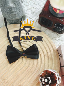 Nơ đeo cổ em bé King caravat 2 lớp phi bóng dây thun an toàn X06