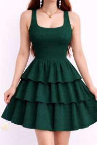 LAURICE Zoey Sleeveless 3 Layered Dress for Special Events - Fits up to Large Size - Stretchable Bark Crepe Fabric