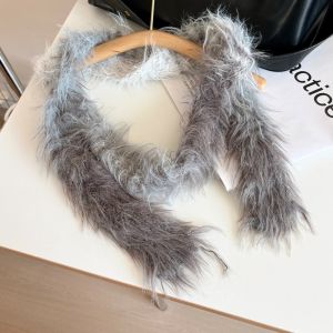 CC SP Gothic Punk Narrow Long Scarf Harajuku Subculture Choker Streamer Fashion Gradient Color Y2K Faux Fur Scarf Girl