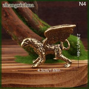zhangxiuhua Solid Brass Pterosaur Dragon Small Statue Desktop Ornament Chinese Mythical Beast Figurines Retro Home Feng Shui Decoration