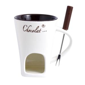 Unique Ceramic Fondue Warmers Functional Ceramic Fondue Mug For Chocolate And Cheese Includes Fork And Tealight