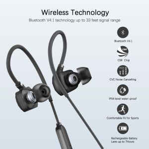 GGMM W710 Wireless Bluetooth Sport Earphone Remote Control Microphone Black White Noise Reduction Over The In Ear Hook Cancelling Comfortable 6Hrs Waterproof High Quality Sound HD Clarity Handsfree Jogging Running Exercising Exercise Cycling TWS Stereo