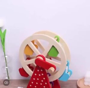 Ferris Wheel Carnival Wooden Toy Pre-Assembled Wooden Ferris Wheel Toy with Sturdy Wood Construction