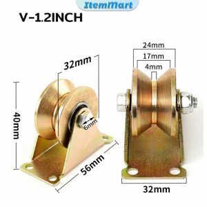 ItemMart 1.2 Inch U/V Groove Wheel Stainless Steel Sliding Door Roller for Inverted Track Rolling Gate Wire Rope Rail